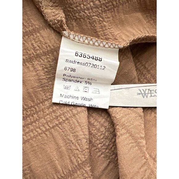 Shein Women Tan Asymmetrical Tiered Balloon Sleeve Maxi Dress Size 2 - Picture 9 of 9